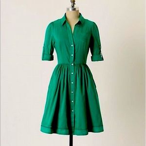 Anthropology Shirt Dress Green